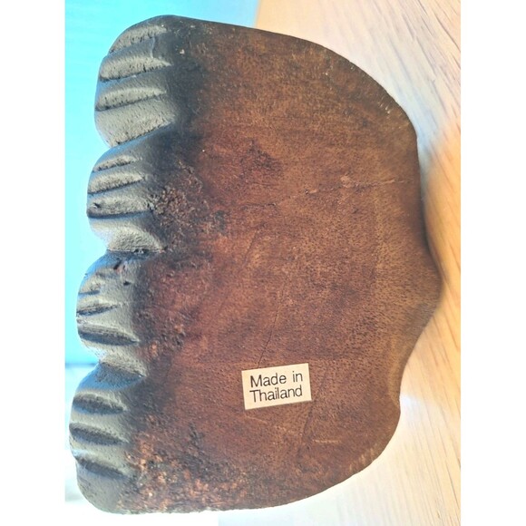 Vtg MCM Carved Wood Cat Figure Statue Sculpture Figurine 15" Made In Thailand - Picture 10 of 10